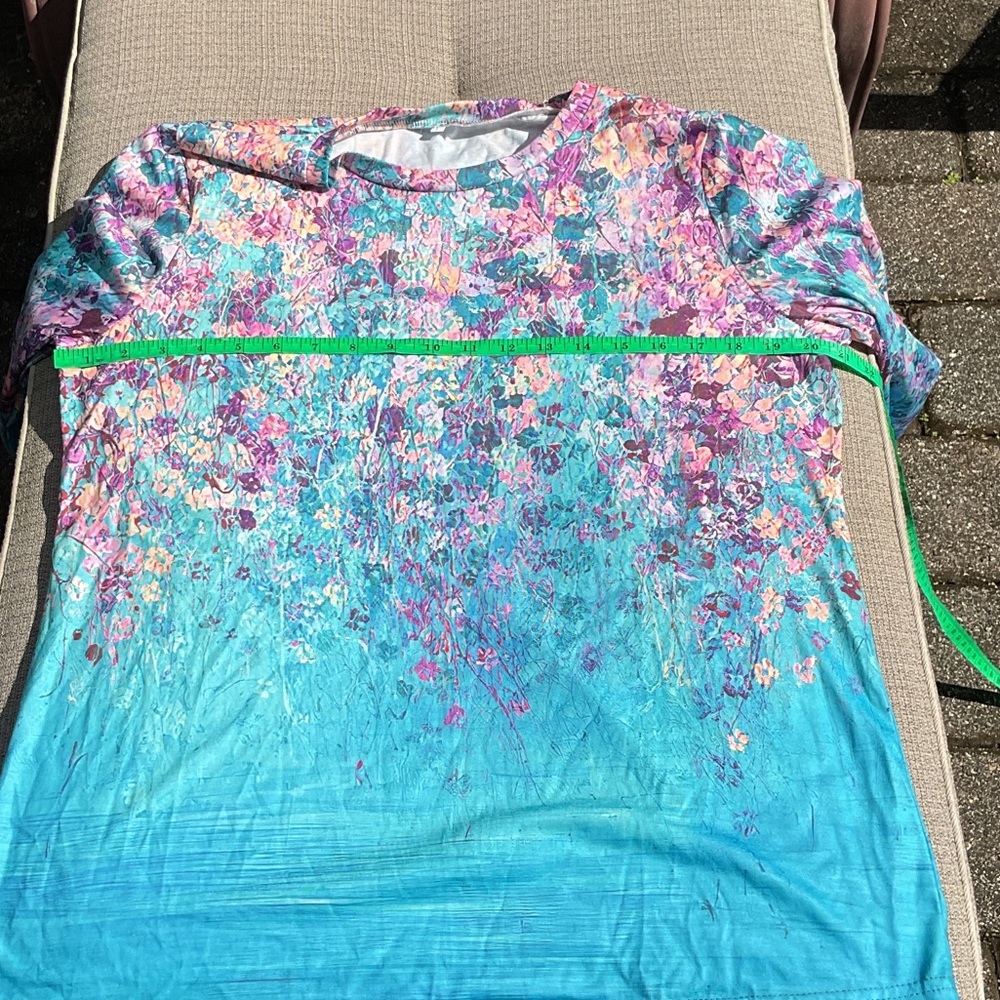 Floral Multicolor Long Sleeve Top, Size Large - Picture 3 of 6